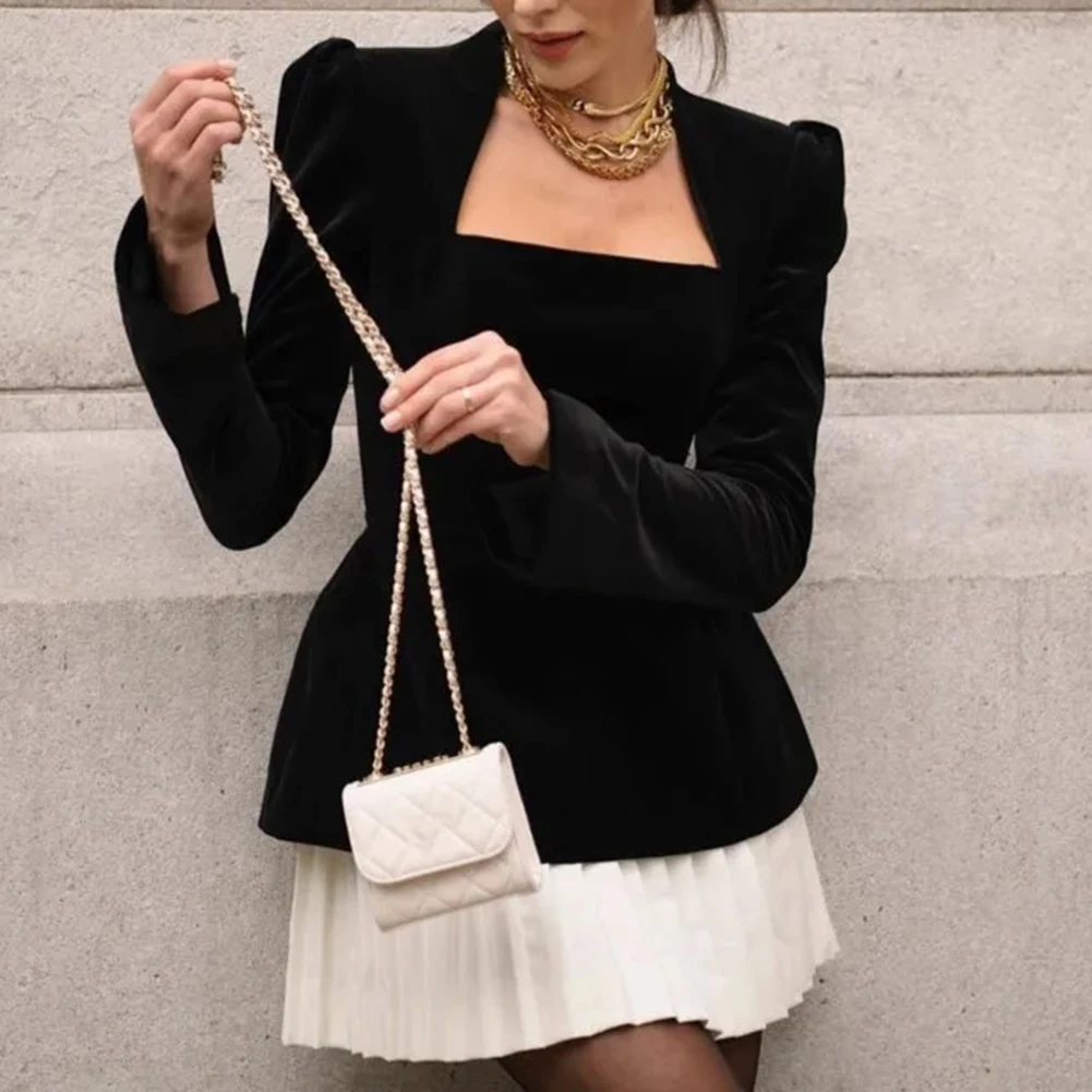 

2025 Fashion Pleated Square Collar Dress Casual Outings Brand New Women's Casual Vacation Comfort Polyester Material Dresses