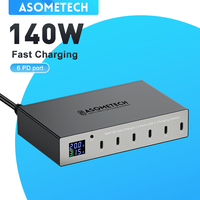 140W USB C Fast Charger 6 Ports PD 30W Type C Charging Station With Digital Display For IPhone 14 13 Pro Max Xiaomi Ipad Samsung