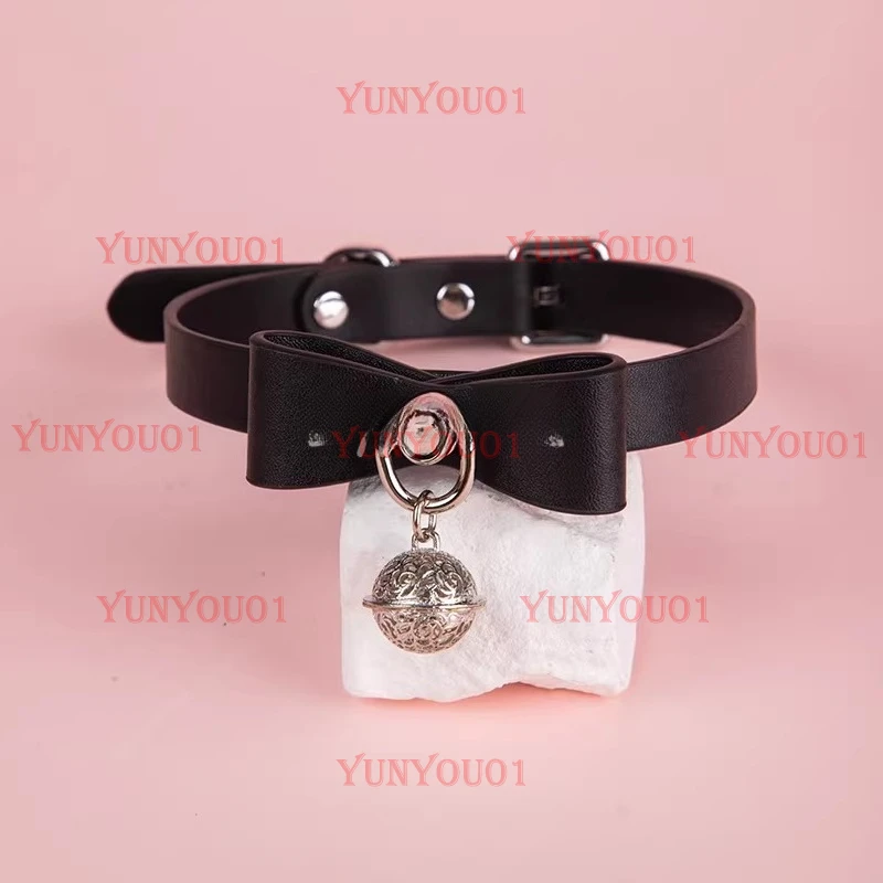 Bell Collar Cowhide Women's M Bow Necklace Jewelry Traction Chain