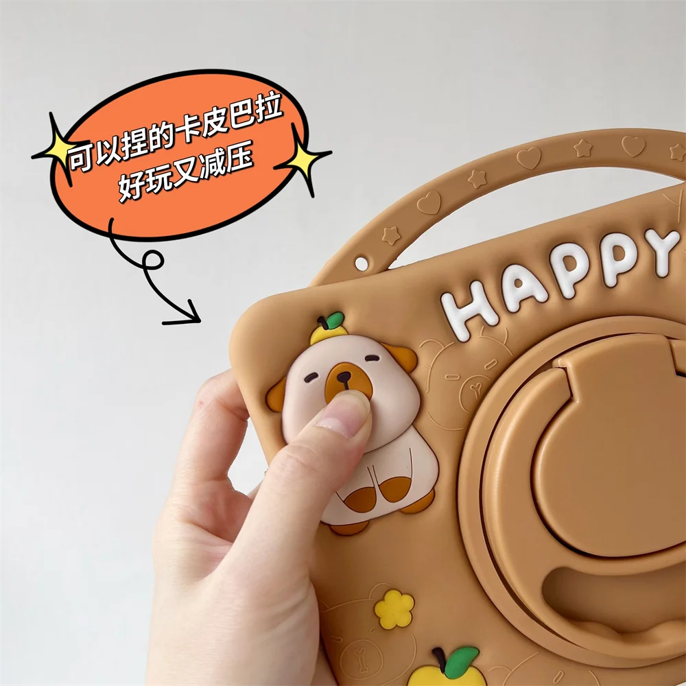 حافظة كابيبارا آي باد ثلاثية الأبعاد لجهاز iPad Air Mini 1 2 3 4 5 6 Pro 11 2022 2020 11 بوصة 7th 8th 9th 10.2 10th Gen 10.9 حافظة من السيليكون #3