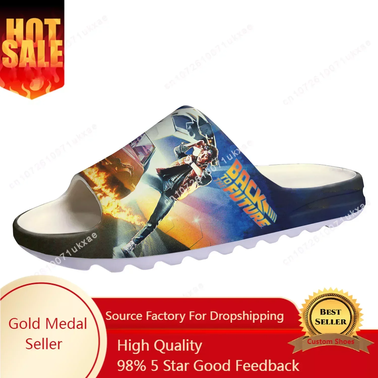 Back To The Future Delorean Soft Sole Sllipers Home Clogs Customized Step on Water Shoes Mens Womens Teenager Step in Sandals