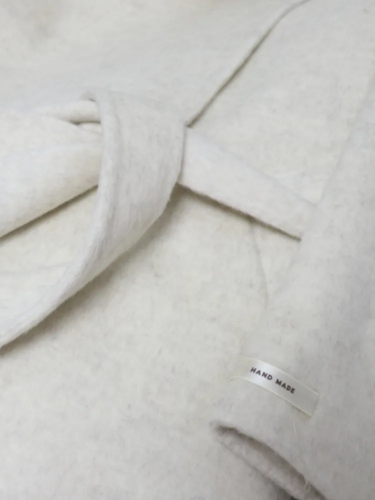 معطف قصير من مزيج الصوف للسيدات من ZMEENNA بياقة واقفة وأزرار لأعلى وحزام خصر أنيق ودافئ ملابس خارجية للشتاء ZM4640