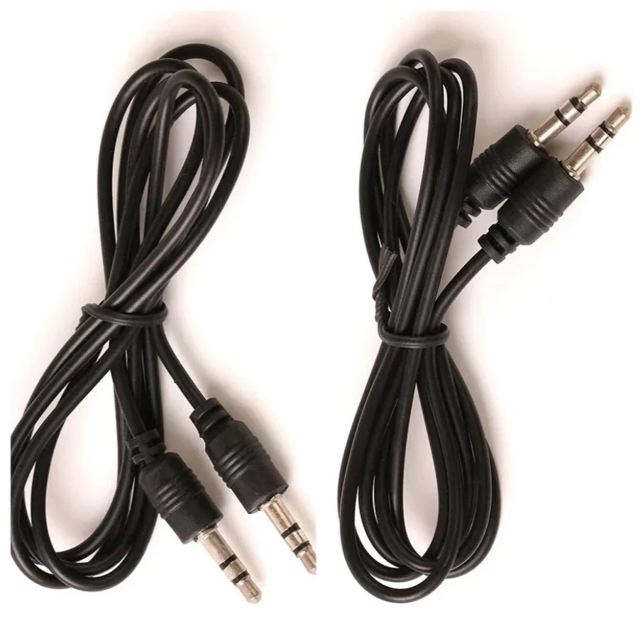 500 шт., 1 м, черный разъем 3,5 мм, вспомогательный аудио стерео кабель, дополнительный шнур для автомобильных наушников, смартфонов, ноутбуков, динамиков