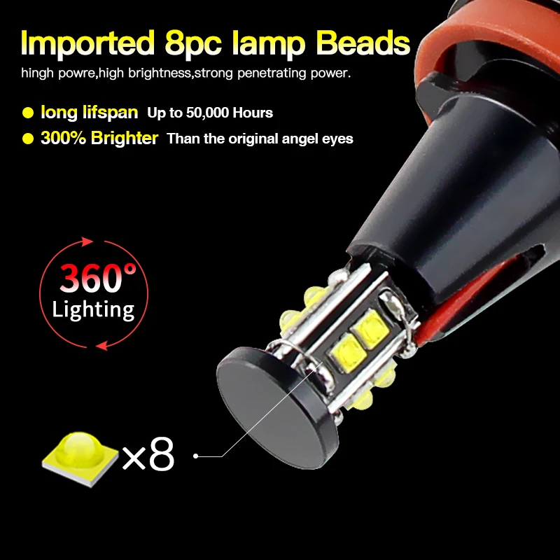 2PCS H8 120W Angel Eye LED DRL Halo Anelli per BMW serie 7 F01/F02 (740i, 740Li, 750i, 750Li, 760Li, Alpina B7 B7L) 2009-2012