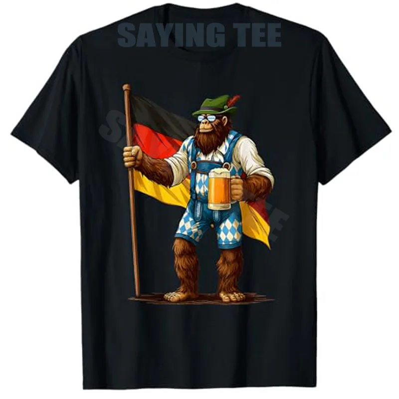 

German Bigfoot Sasquatch Beer Lederhose Funny Oktoberfest T-Shirt Men's Fashion Oktoberfest Beer Holiday Clothes Streetwear Tees