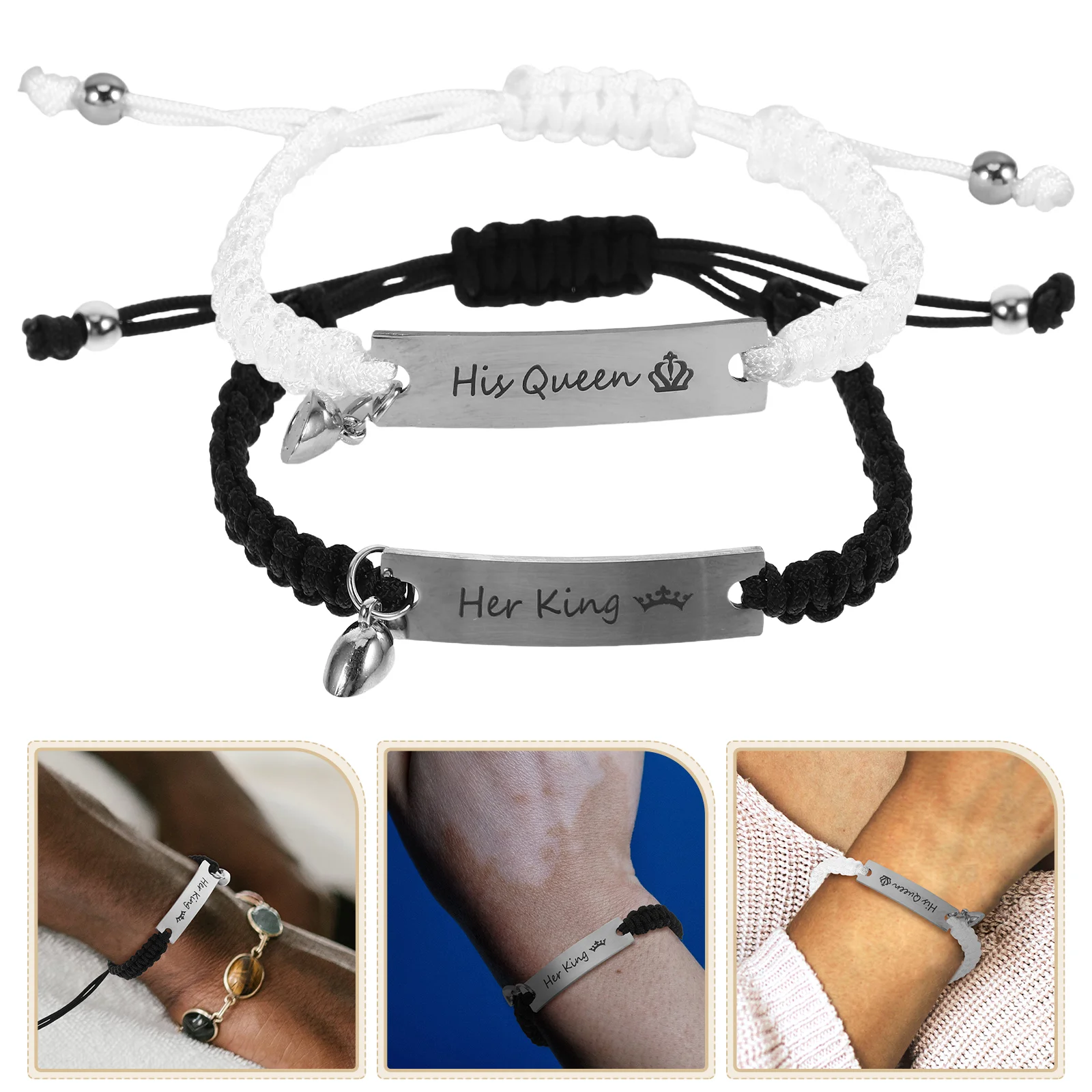 

Bracelet Cool Mens Bracelets Magnetic Attraction Couples Matching Polyester Stainless Steel Charm