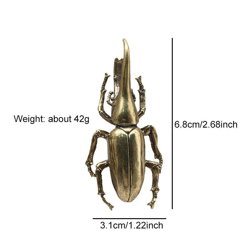 Vintage Copper Insect Tea Pet Japanese Rhinoceros Beetle Figuines Ornaments Brass Dynastes Hercules Home Decorations Accessories