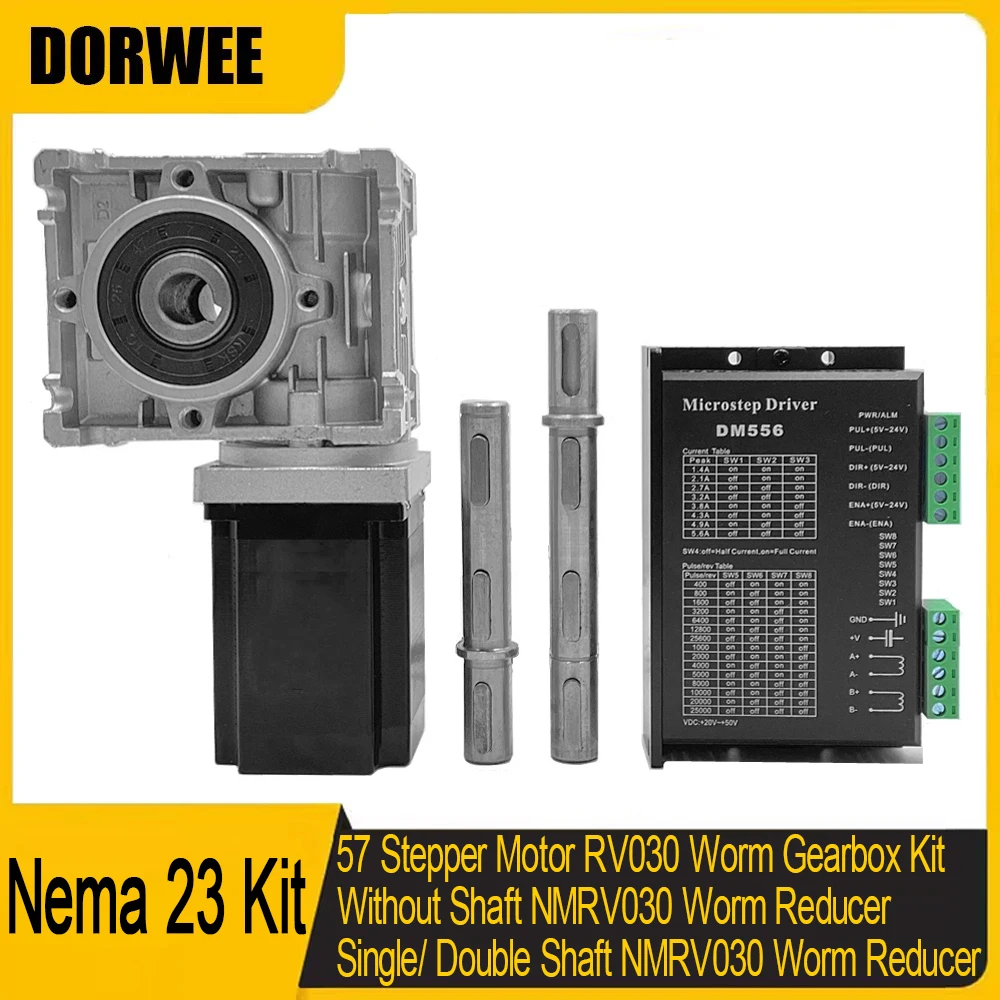 

RV030 Worm Gearbox Right Angle Worm Gear Reducer 90 Degree Gearbox Nema 23 Stepper Motor Reducer Kit NMRV030 Single/Double Shaft