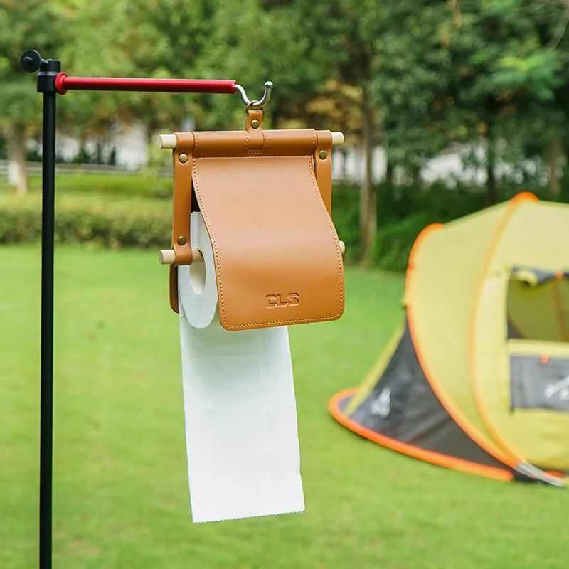 1pc Portable PU Leather Tissue Hanger Waterproof Hanging Holder Detachable Toilet Paper Roll Case Bathroom Outdoor Camping BBQ