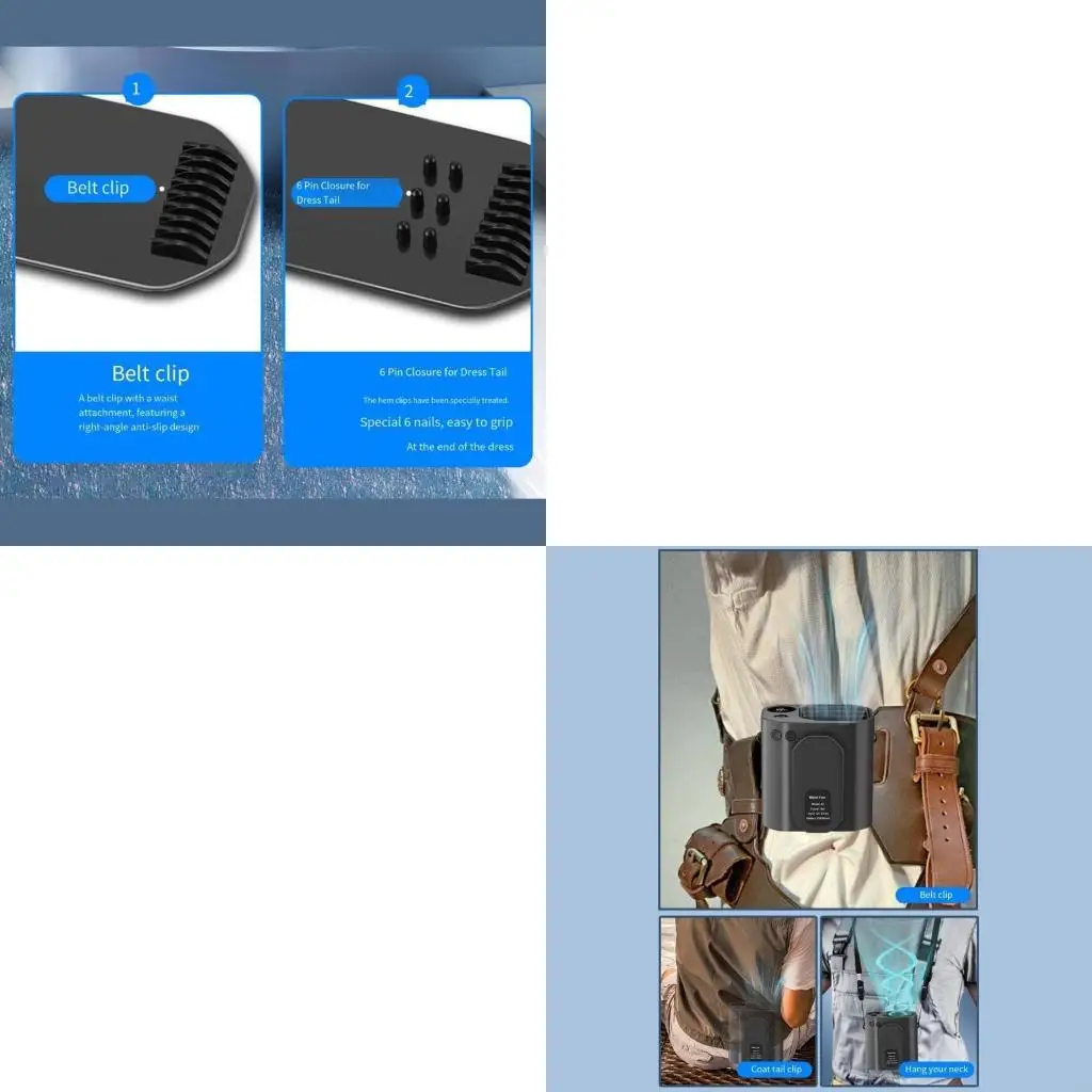 

Portable Rechargeable Neck Hanging Fan Wearable Bladeless Electric Waist Clip Fan with LED Light for Camping Use
