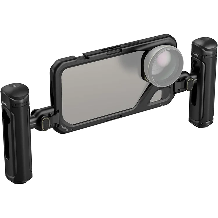 SmallRig Dual Handheld Phone Cage Kit for 15 Pro Max Mobile Video Rig Cage Kit with Wireless Quick Release Handles