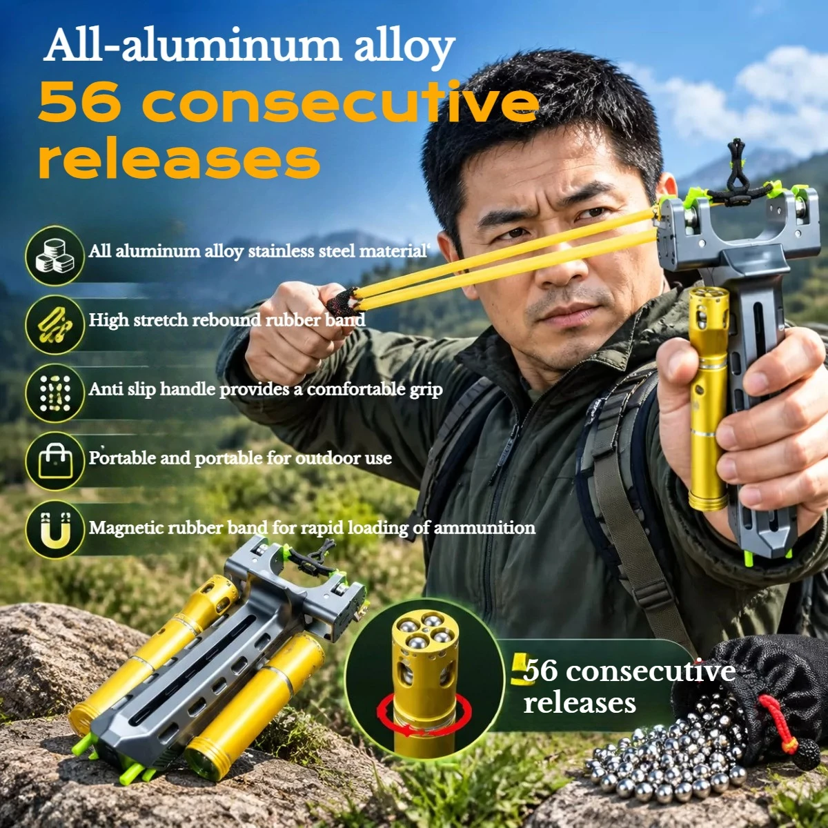 56 Series Rapid Fire Magnetic Suction Bullet CNC Aviation Aluminum Material Outdoor Portable Competitive Hunting Tool