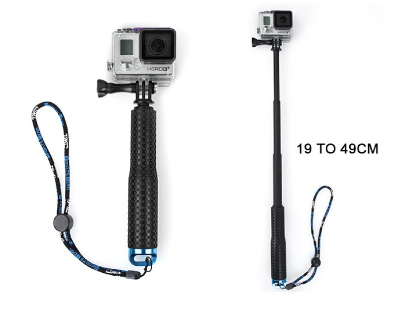 19'' Handheld Ski Monopod Selfie Stick Extendable For Go Pro /GOPRO HD Hero10 8 7 6 5 4 3 3+ xiaomi yi SJCAM