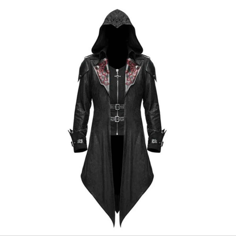 

Trench Mens Vintage Halloween Hoody Costumes Gothic Swallow-Tail Coat Cosplay Long Uniform Long Sleeve Steampunk Jacket S-5XL