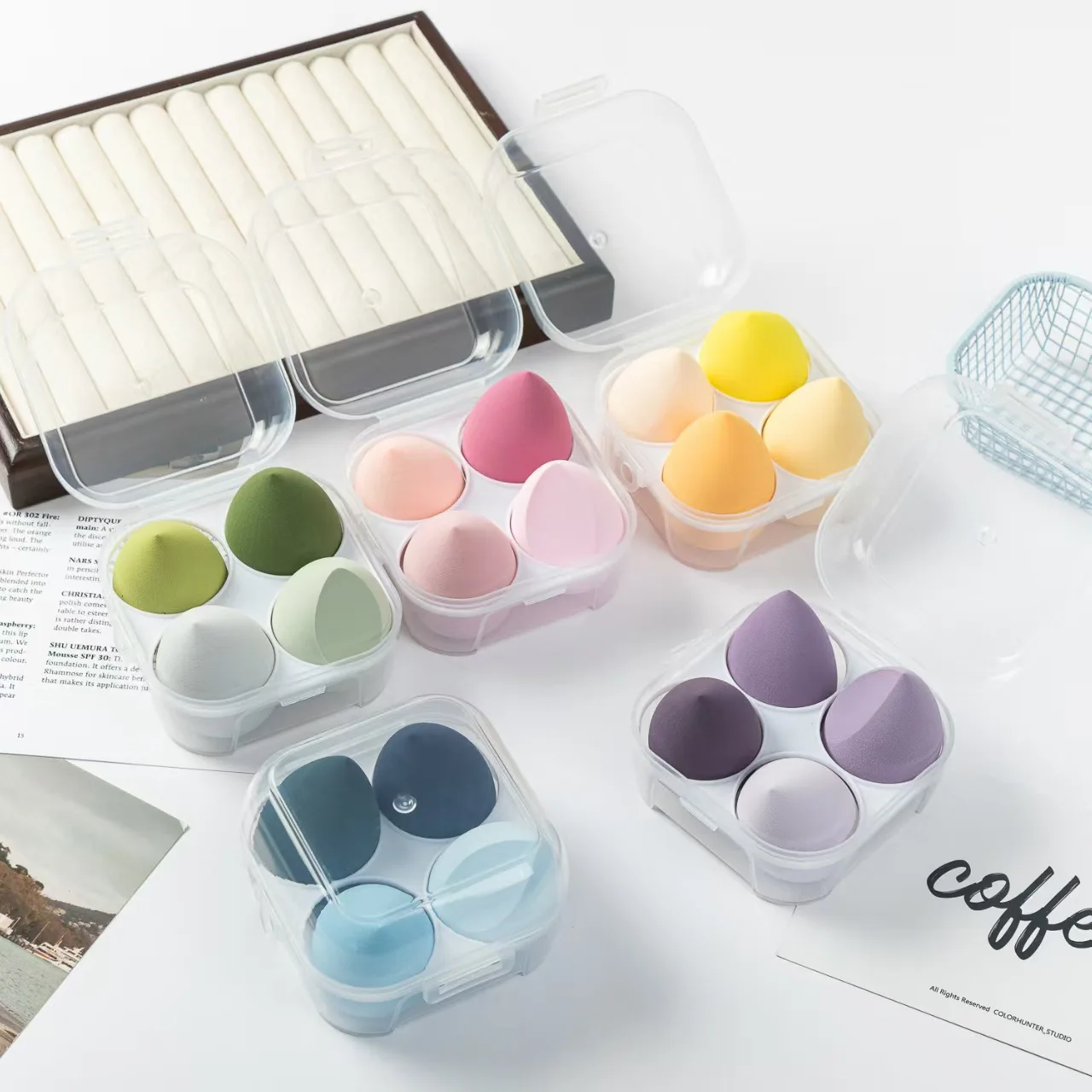 4Pcs/set 7Pcs/set Egg-shaped Makeup Sponge Non-powder-absorbing Ultra-soft, Wet  Dry, Boxed