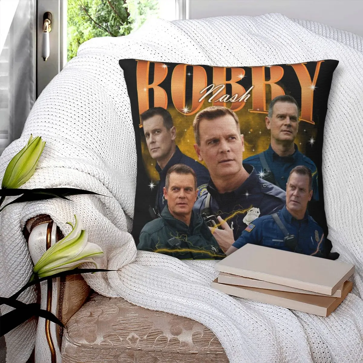 Bobby Nash 9-1-1 Firefighter Pillowcase Soft Polyester Cushion Cover Gift Pillow Case Cover Home Zipper 45*45cm