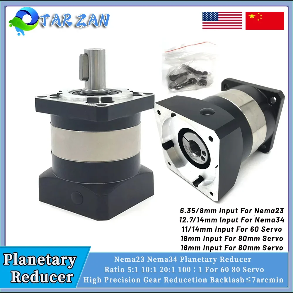 

Nema23 Nema34 Planetary Reducer Ratio 5:1 10:1 For 60mm 80 90 200W 400W 600W Servo Motor Reducetion Gearbox Gear