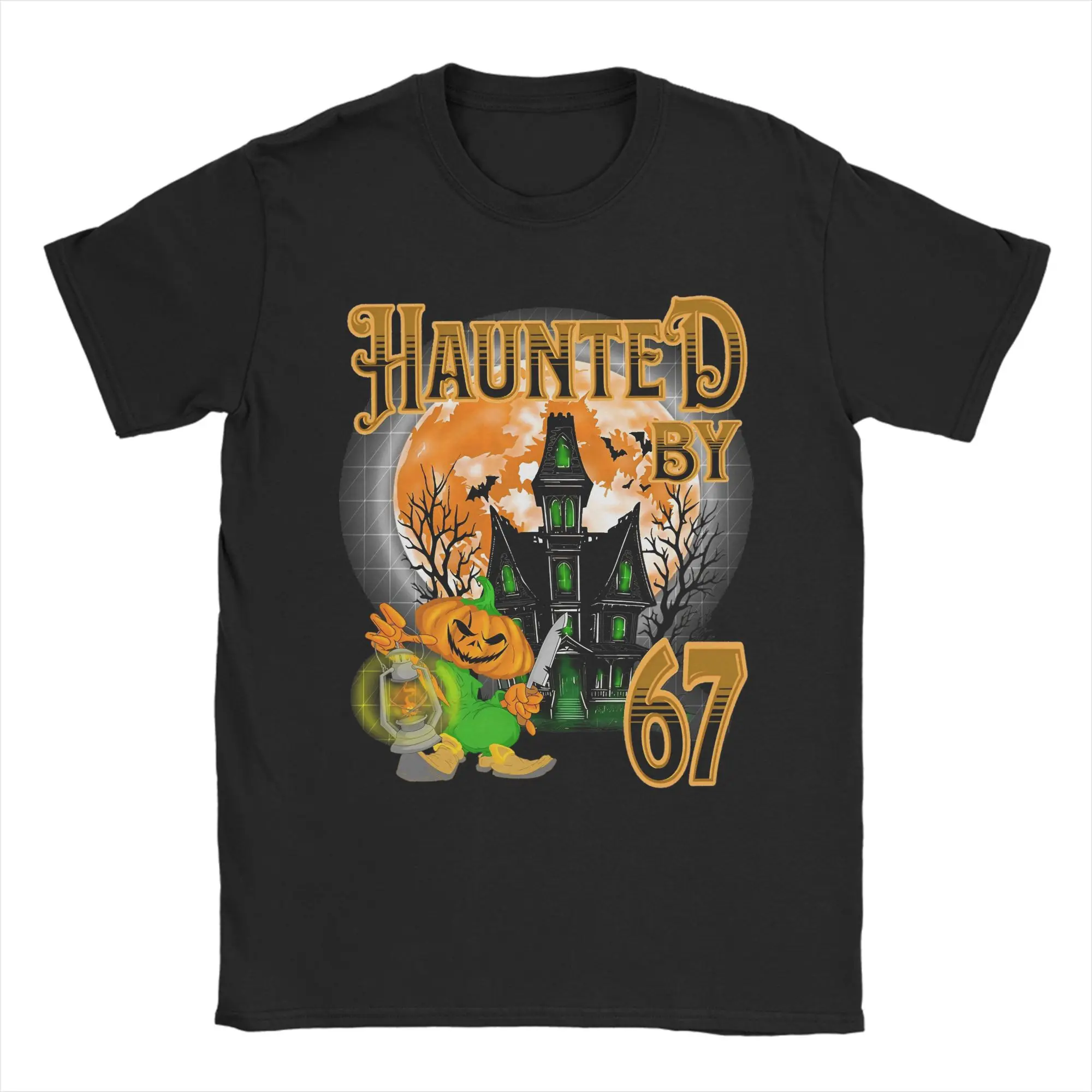 

Men's Haunted By 67 T Shirts Funny Halloween Ghost And Pumpkin Cotton Clothes Funny Short Sleeve O Neck Tee Shirt Gift T-Shirt