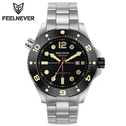 FeelNever Profession Dive Sport Mechanical Watches 316L Stainless Steel Sapphire Crystal 50Bar Auto Date Wristwatch reloj hombre