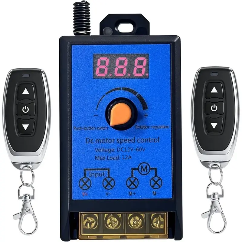ABWP-DC 12V-60V 12A PWM Motor Speed Controller Variable Speed Regulator Featuring Digital Display, On/Off Push Button Rotary Kno