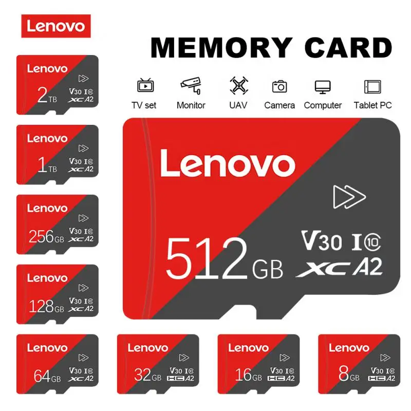 Lenovo Flash Geheugen Sd Kaarten 32Gb 64Gb 256Gb Micro Tf/Sd Kaart 1Tb Sd Geheugenkaart 128Gb Micro Tf Kaart Adapter Android Telefoon