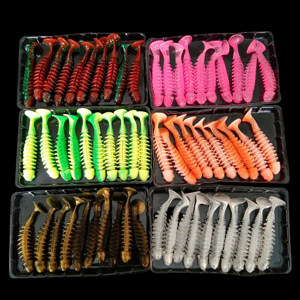 

Swolfy 60pcs 65mm 3g New Fishing Soft Lure Bait T-tail Silicone Fake Bait Soft Fish Take All Bait Fishing Lure Carp Fish