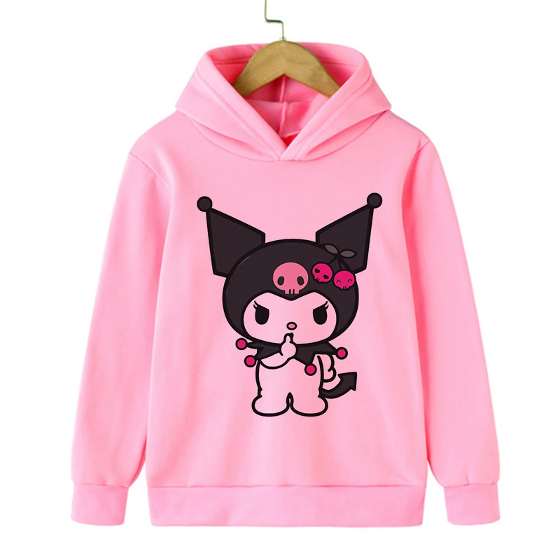 Kawaii 90s Sweatshirt Kid Hoodie Kuromi Japanese Anime Children Kuromi Sweatshirt Kids Clothes Tops  Boys Girls Tee Baby Hoodies