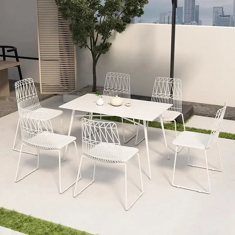 Leisure courtyard garden open-air balcony cafe with coffee table chairs terrace household wrought iron tables and chairs