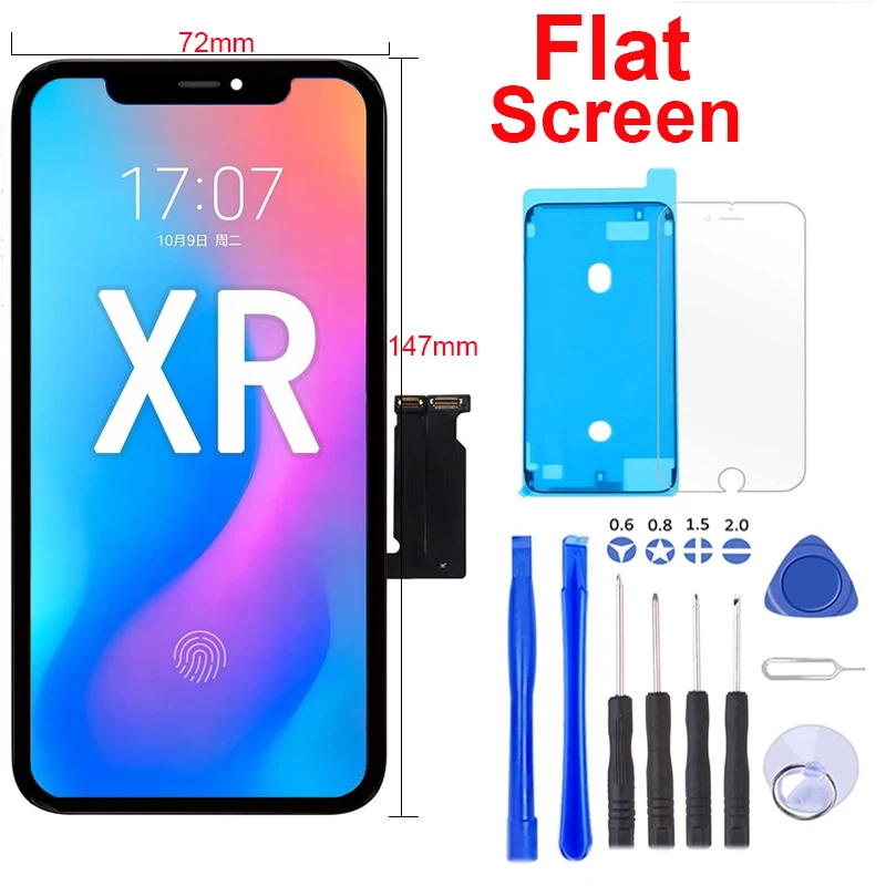 iphone-xrから17pro用の新しいdiyフラットlcdスクリーン、デジタイザーディスプレイ付きタッチパネル、13、14、15、16proのようなodm-lcd、接着剤付き