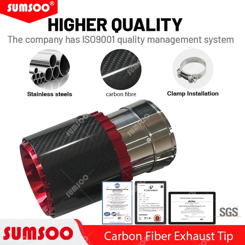Echte sumsoo 1 stücke modifiziert für volkswagen golf carbon faser schwanz hals auto auspuffdüse modifiziert schwanz mund kugel rot