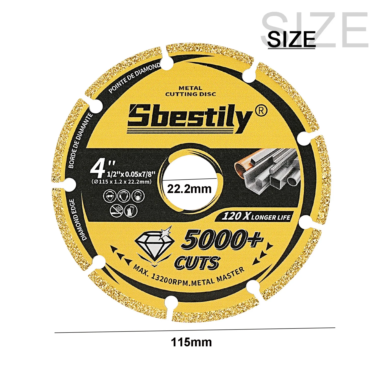 Imagem -02 - Metal Roda de Corte para Angle Grinder Diamante Disco de Corte Brazed Saw Blade Aço Ferro 115 mm 45