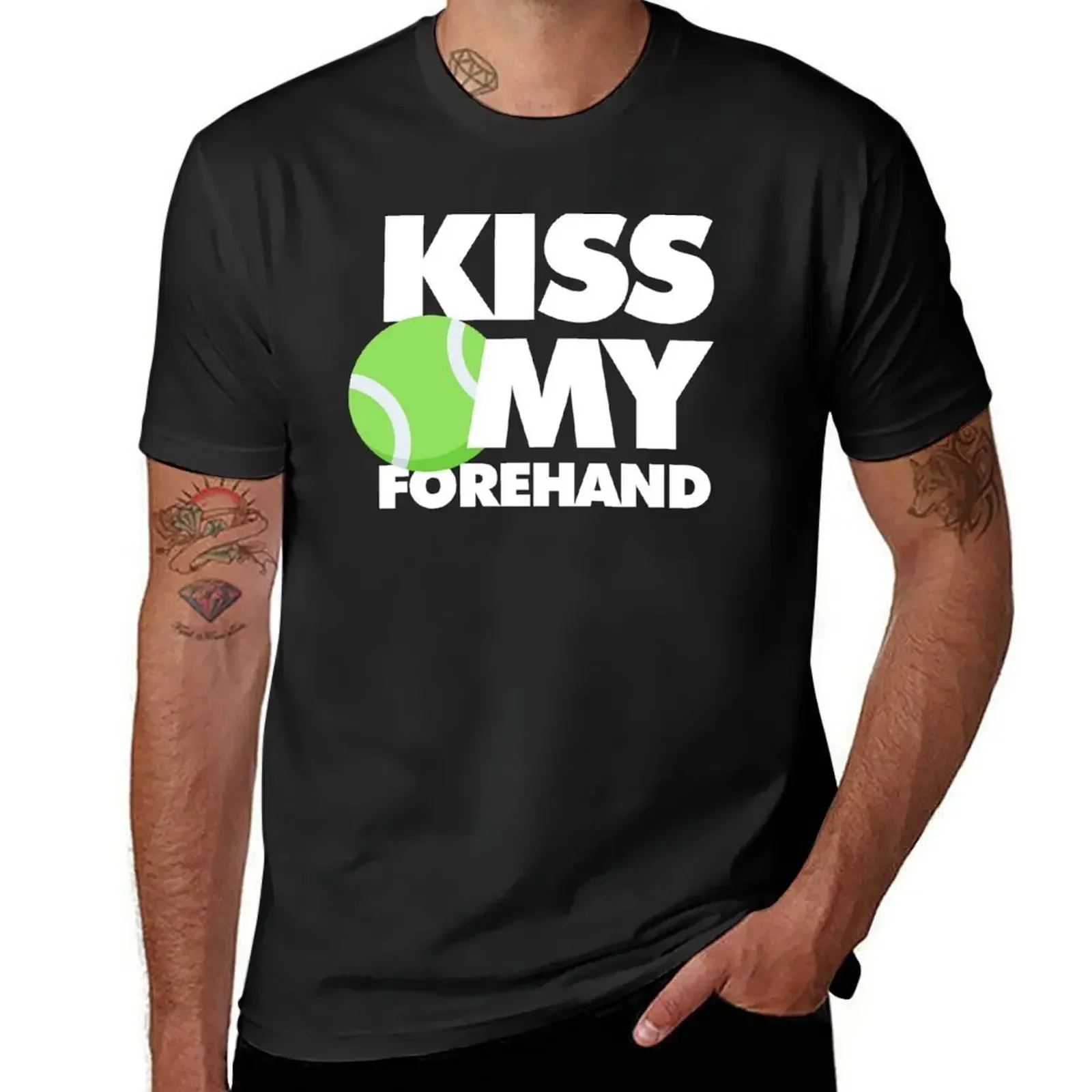 Kiss my forehand Funny Sport Player T-Shirt baggy shirts plus sizes mens t shirt