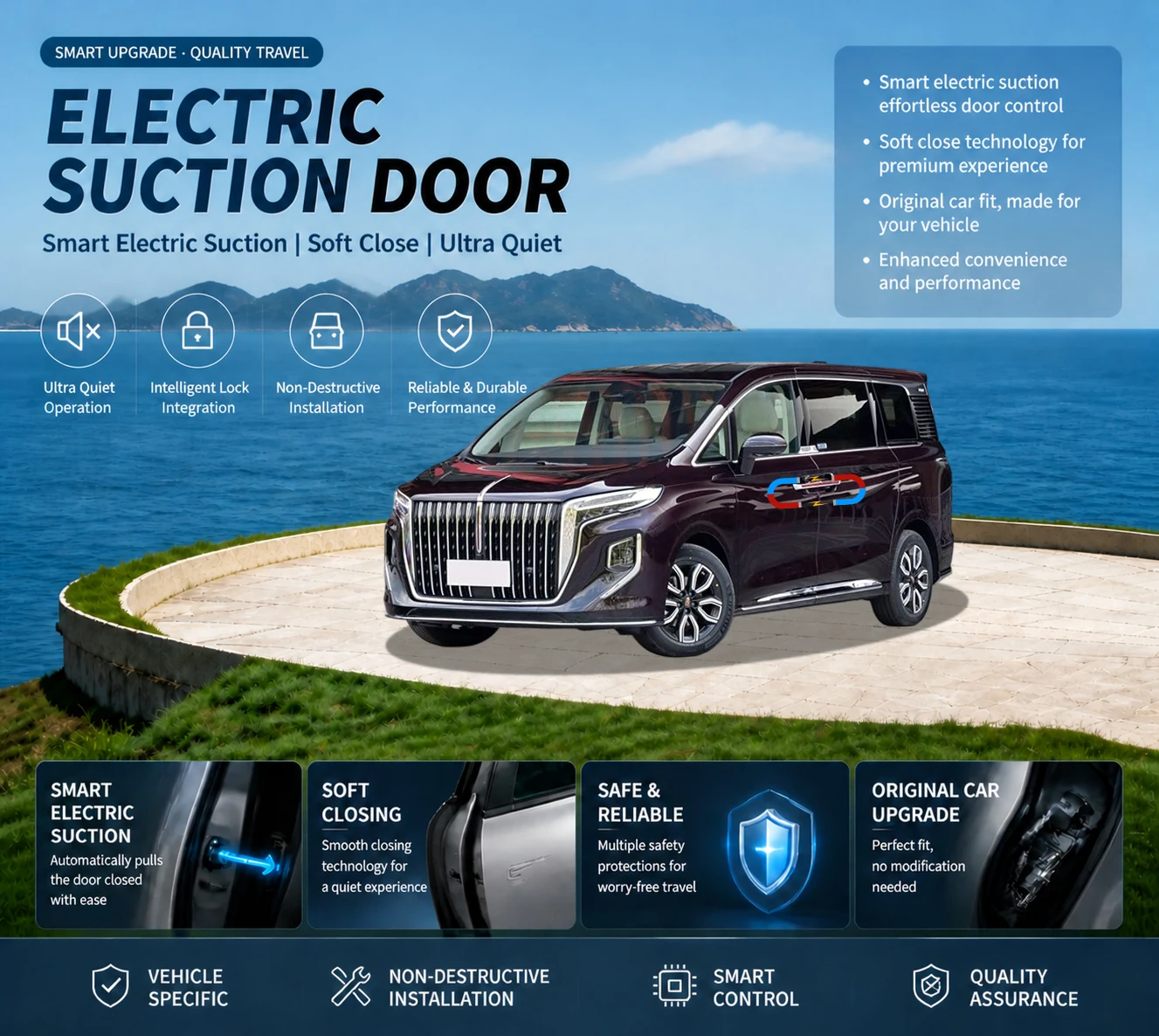 Car Specific Car Modification Auto Suction Soft Close Door Modification Parts & Accessories For Hongqi HQ9 Bestune M9 D711 2022+