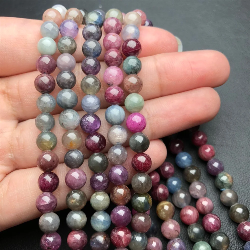 

1 Pc Fengbaowu Natural Colorful Spinel Bracelet Round Faceted Beads 55CM Reiki Healing Stone For Women