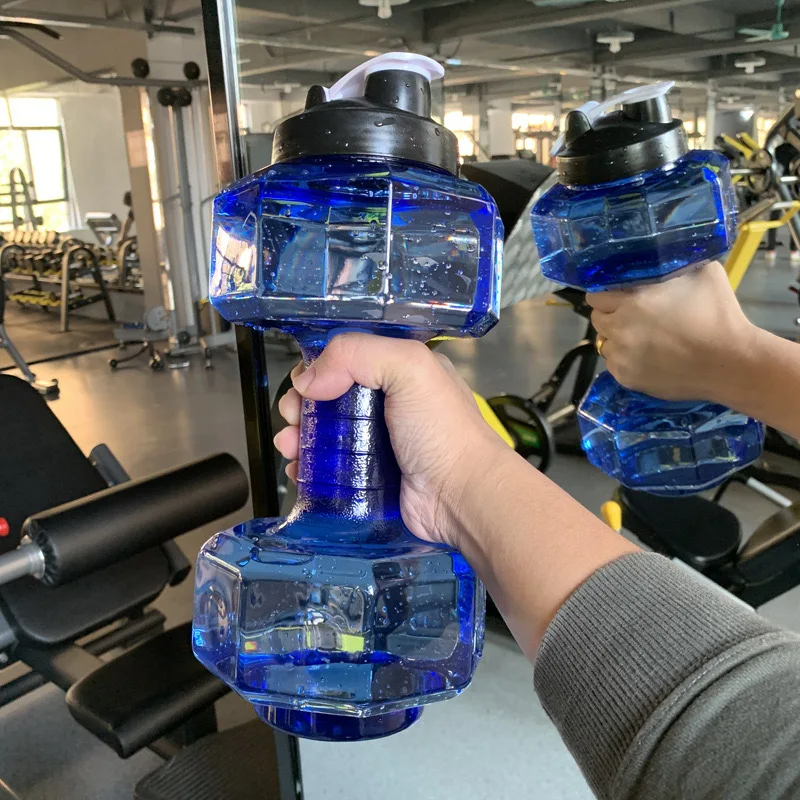 500/2600ml PET Sport Water Bottle Dumbbell Shaped Kettle Outdoor Indoor Fitness Cycling Water Bottle Water Drinks Accessories