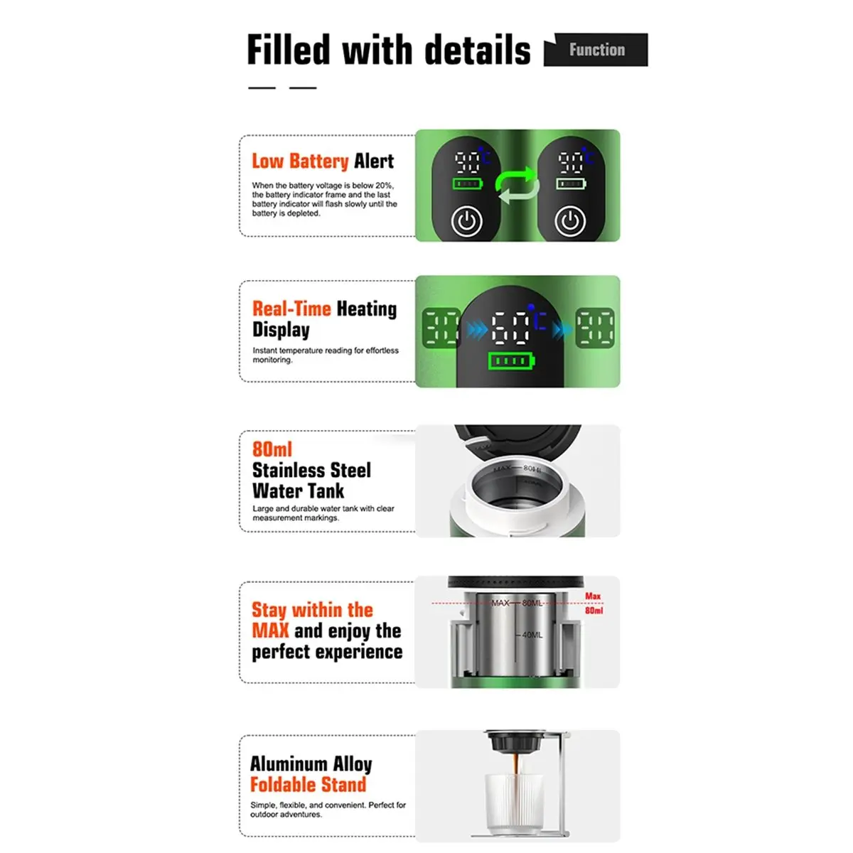 

Портативная кофемашина A47T с цифровым дисплеем - эспрессо-машина для дома, автомобиля и кемпинга