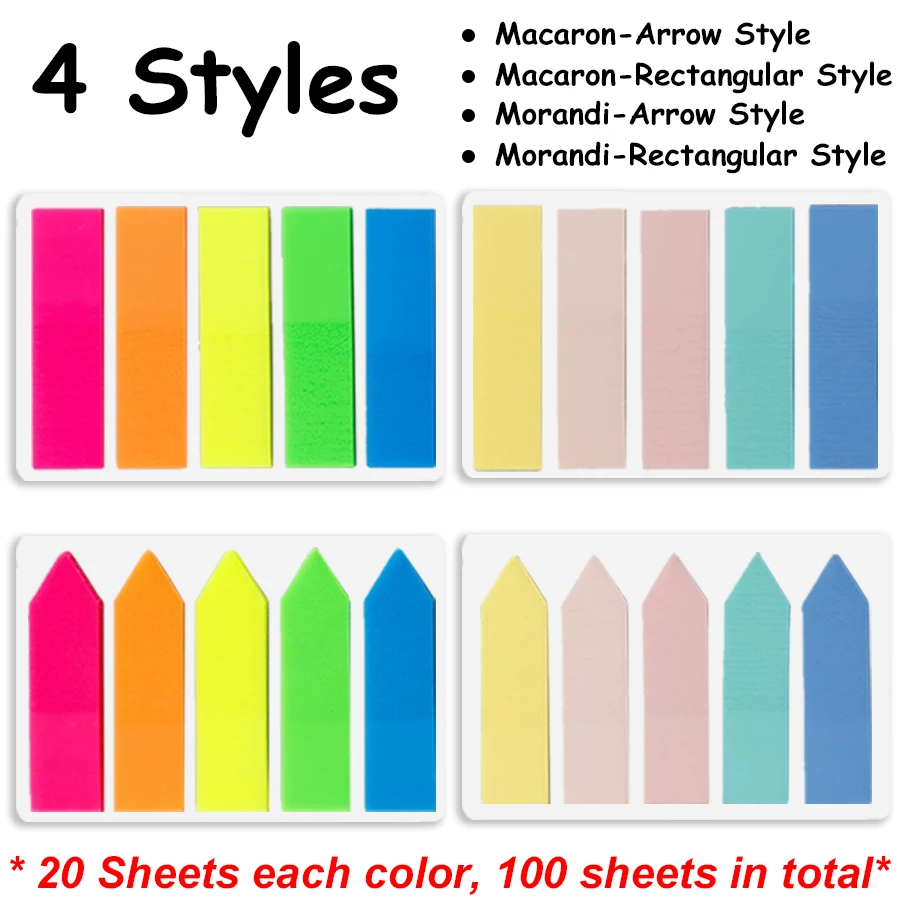 100pcs Writable Fluorescent Guidance Label Self-adhesive Note Indicator Sticker School Stationary Supplies Planner Accessories