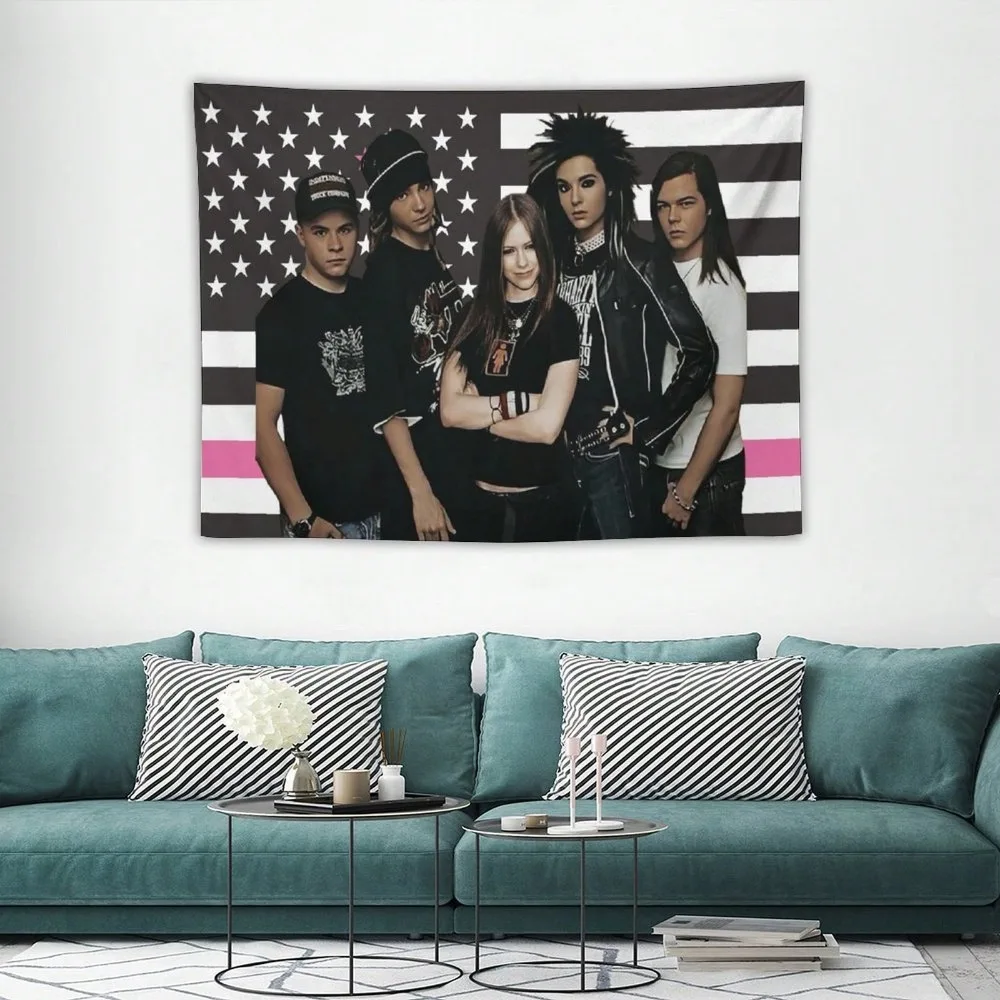 Tokyo Hotel Flag Black Background Design HD Tapestry, Fashionable Art Hanging For Dormitory And Home Decoration