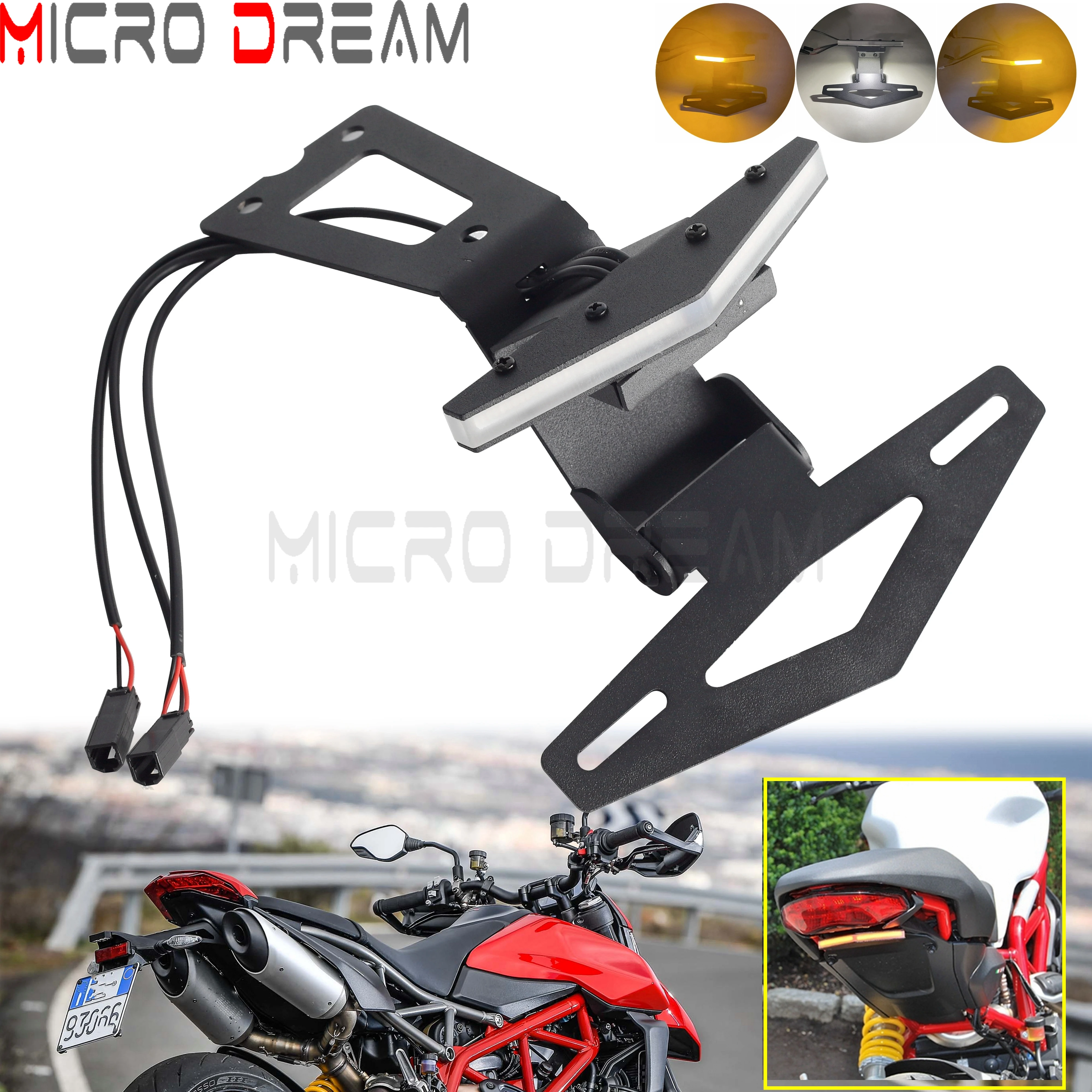 

License Plate Holder Rear Tail Tidy Fender Eliminator LED Number Registration Kit For Ducati Hypermotard 950 SP SP950 2019-2024