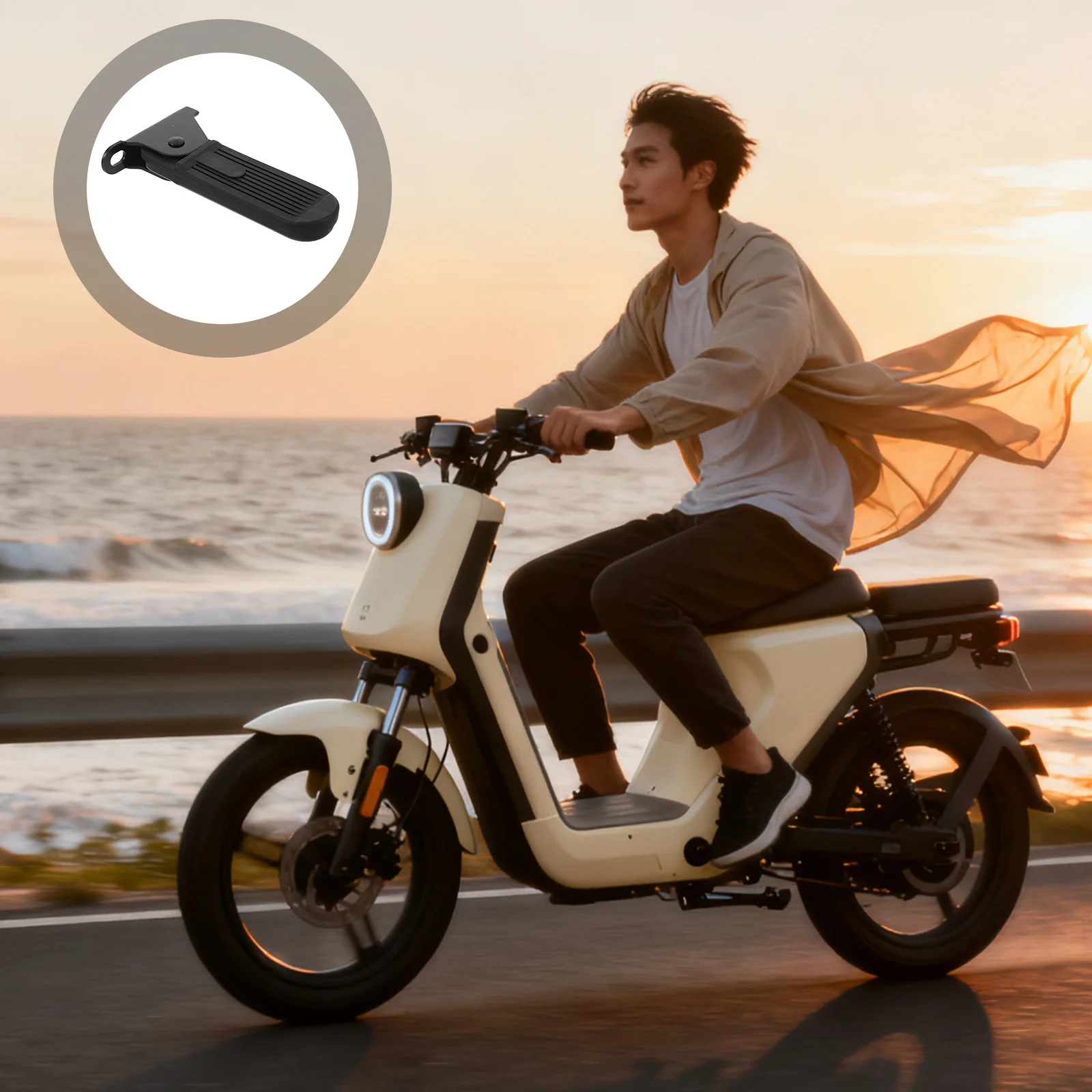 

1Pair Electric Bicycle Pedals Foldable Heavy Duty Iron Anti-Slip Bike Rear Pedal Pegs for E-Bike Cycling Accessories Road Riding