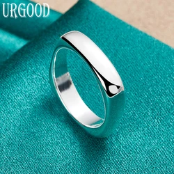 925 Sterling Silver Smooth Square Ring For Women Man Party Engagement Wedding Romantic Fashion Jewelry Gift
