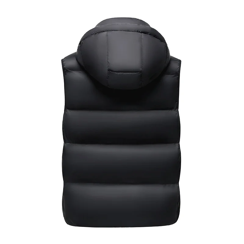 Winter Down Jacket Vest Men's Luxury Bright Black Gold 90% Duck Down Warm Sleeveless Jacket Trendy Hooded Thick Cold-proof Vest