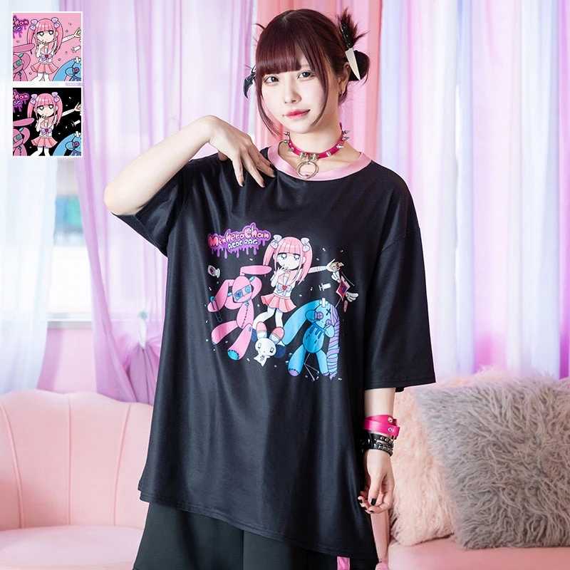 New Fashionable Girl Trendy Harajuku Style T-shirt Family Match Loose Large Breathable Short Sleeve Kids Role Playing Clothing