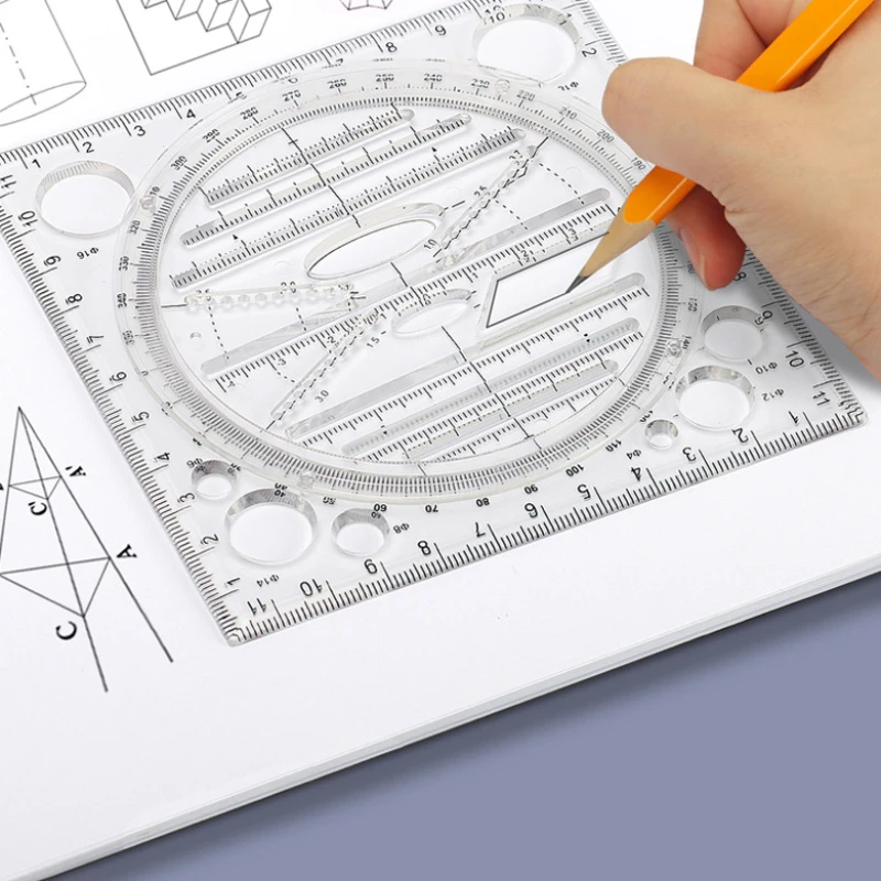 Transparent Rotary Multifunctional Ruler Quickly Draw Round Geometric Figure Drawing Ruler Function Template Artifact Ellipse