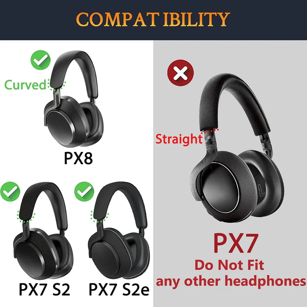 Nauszniki do słuchawek Bowers & Wilkins Px8 /PX7 S2, bezprzewodowe, zamienne, z pianki memory, gąbki, z tworzywa proteinowego. — zdjęcie produktu 2