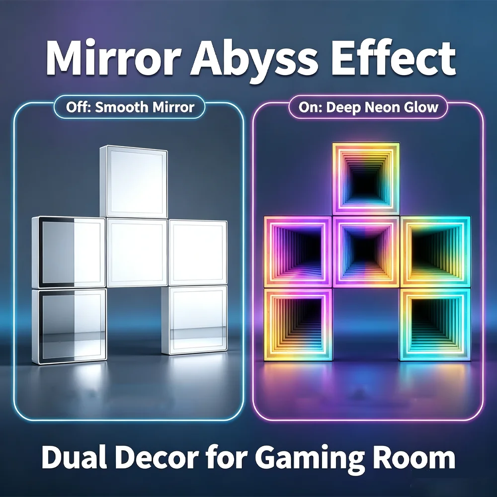 3D Abyss Mirror RGB Smart Splicing Light DIY Atmosphere Light RGB Smart Wall Light Voice Control Lamp Esports Room Bedroom Bar