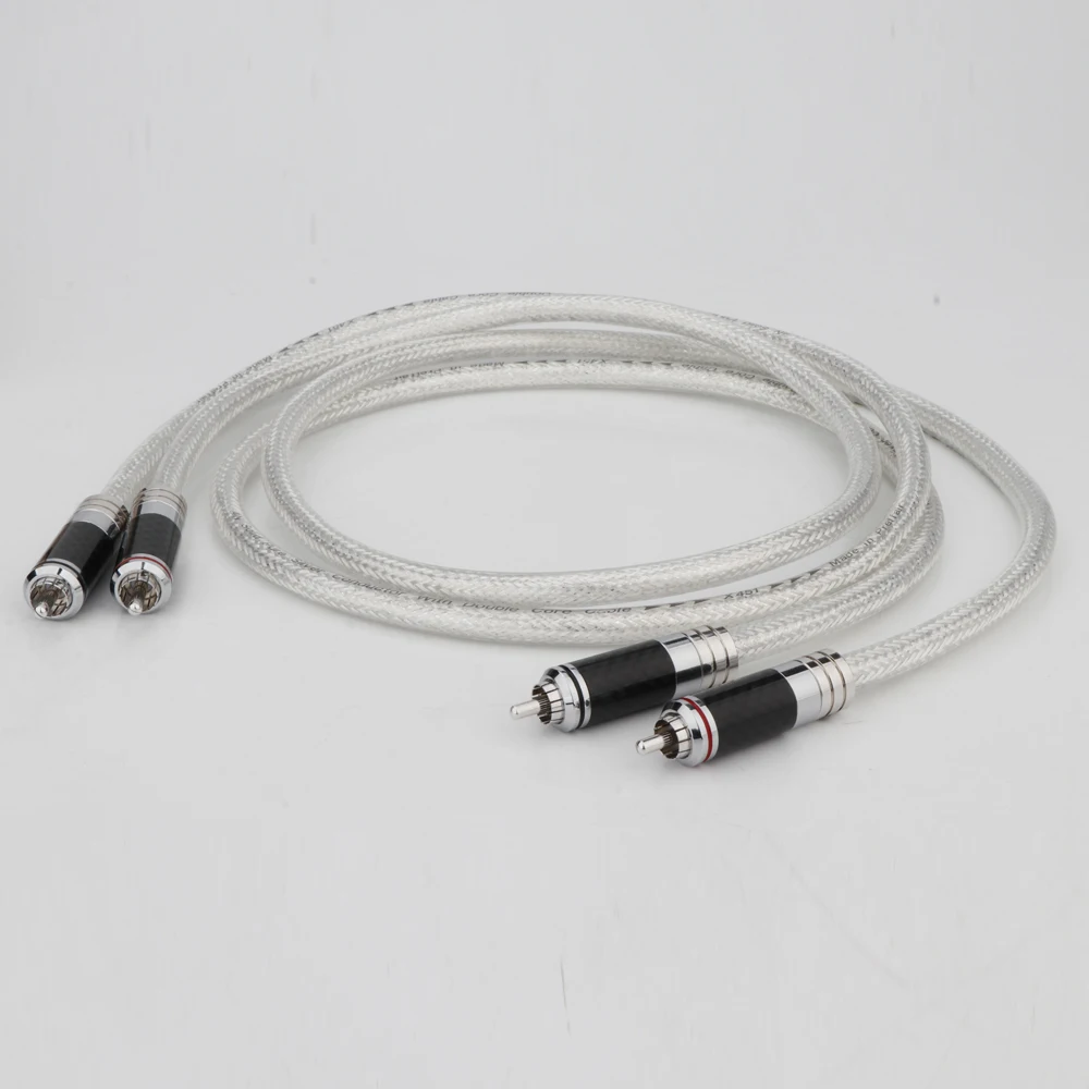 Preffair Paar reines Silber RCA-Kabel Sterling Silber Signalkabel Kohlefaser XLR auf RCA-Kabel Interconnect Audiokabel PSS reines Silber 4