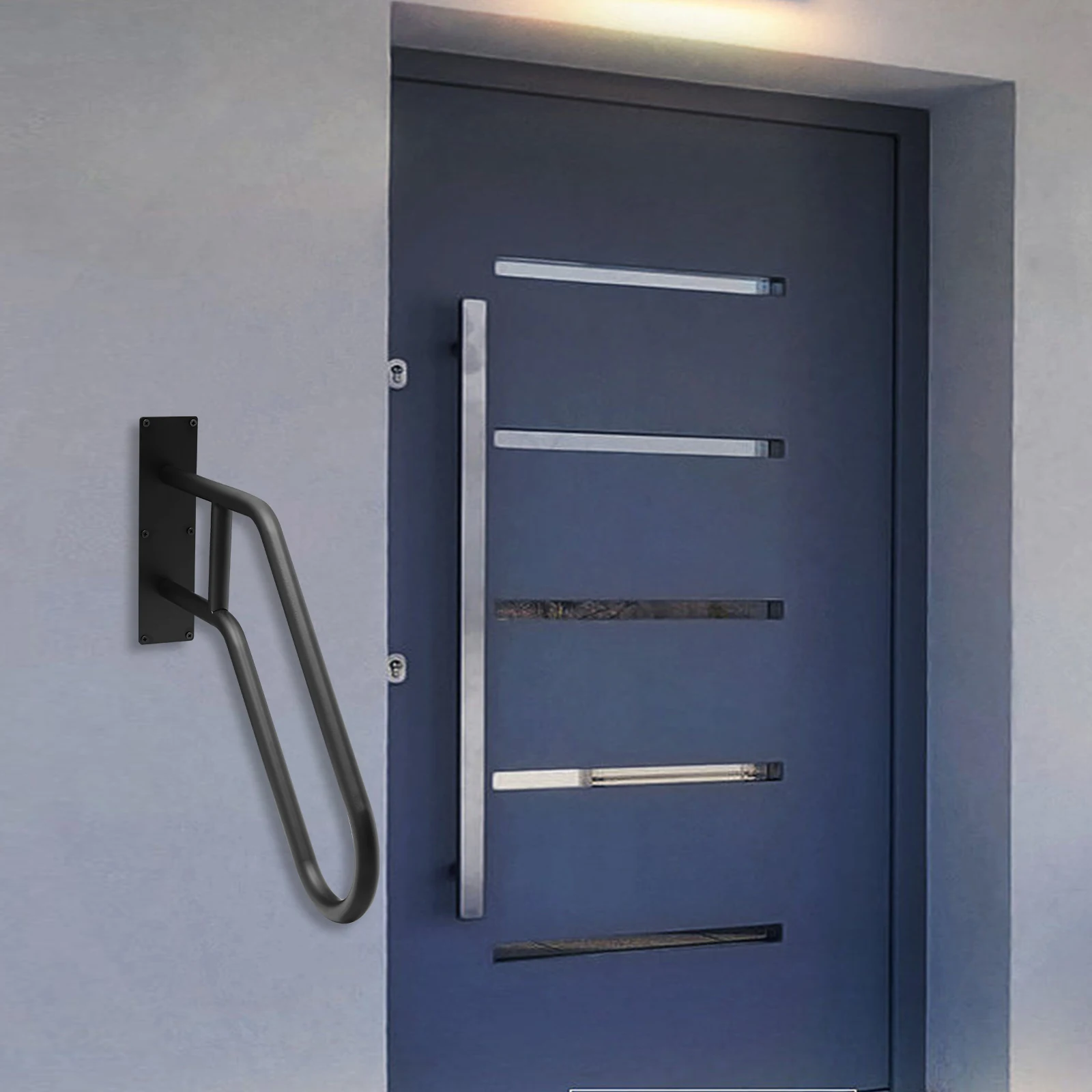 Metal Stair Railing with U-Shaped Elbow, Cross Bar Support, 660 lbs Capacity, Powder-Coated Finish, Corrosion-Resistant, Easy to