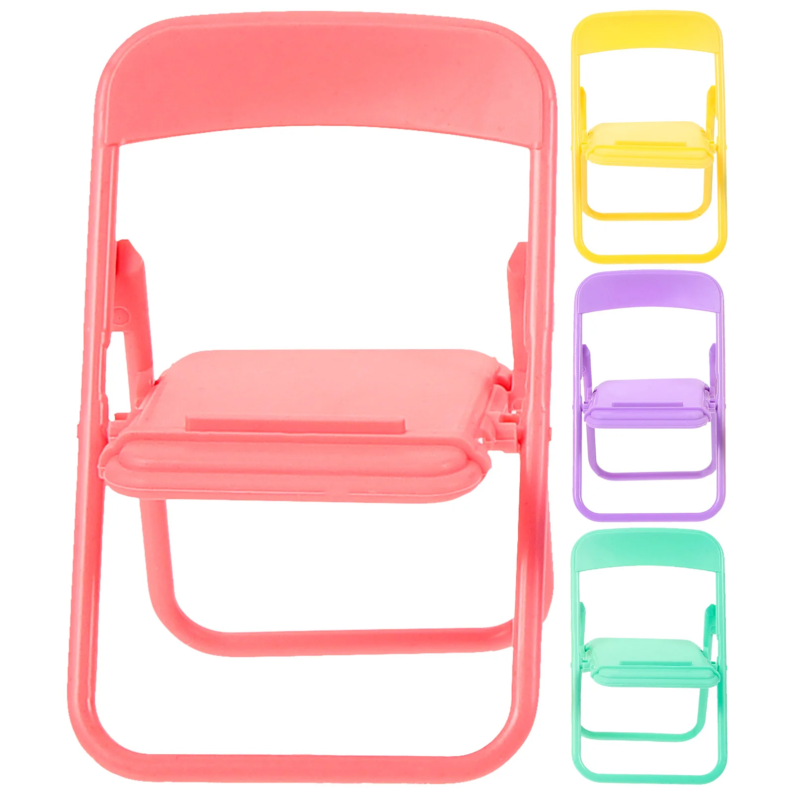 4 Pcs Folding Chair Baby Accessories Toddler Toys Miniature Furniture House Dollhouse Miniatures Plastic Child Photo Props