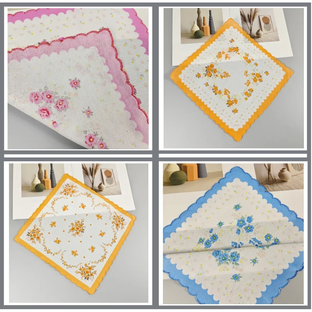 رقيقة يشعر 11.6 بوصة/29.5 سنتيمتر القطن هلال المرأة المطبوعة منديل الرجعية 7 قطعة بدلة أسبوع واحد